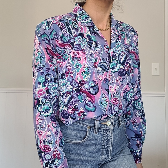 Vintage floral long sleeve blouse - Picture 7 of 11